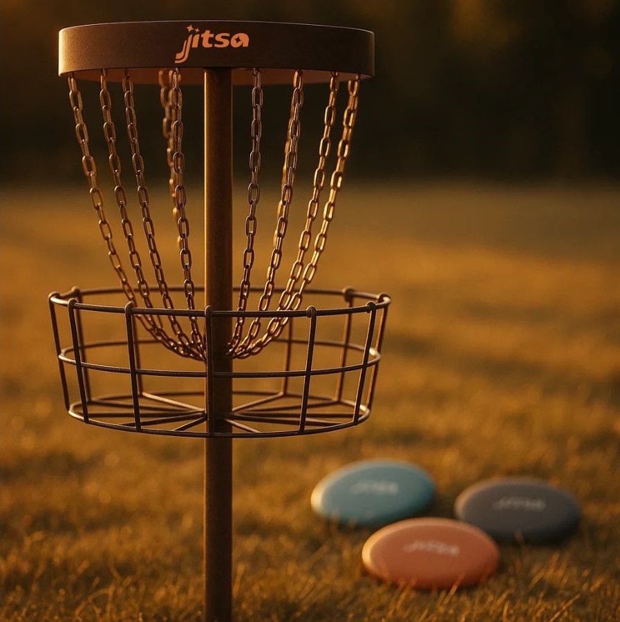 kosz disc golf jitsa z zestawem dysków