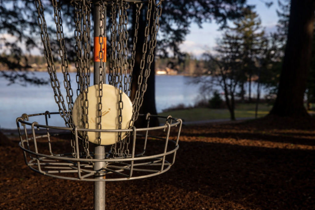 park do disc golf JITSA - wśród drzew nad wodą